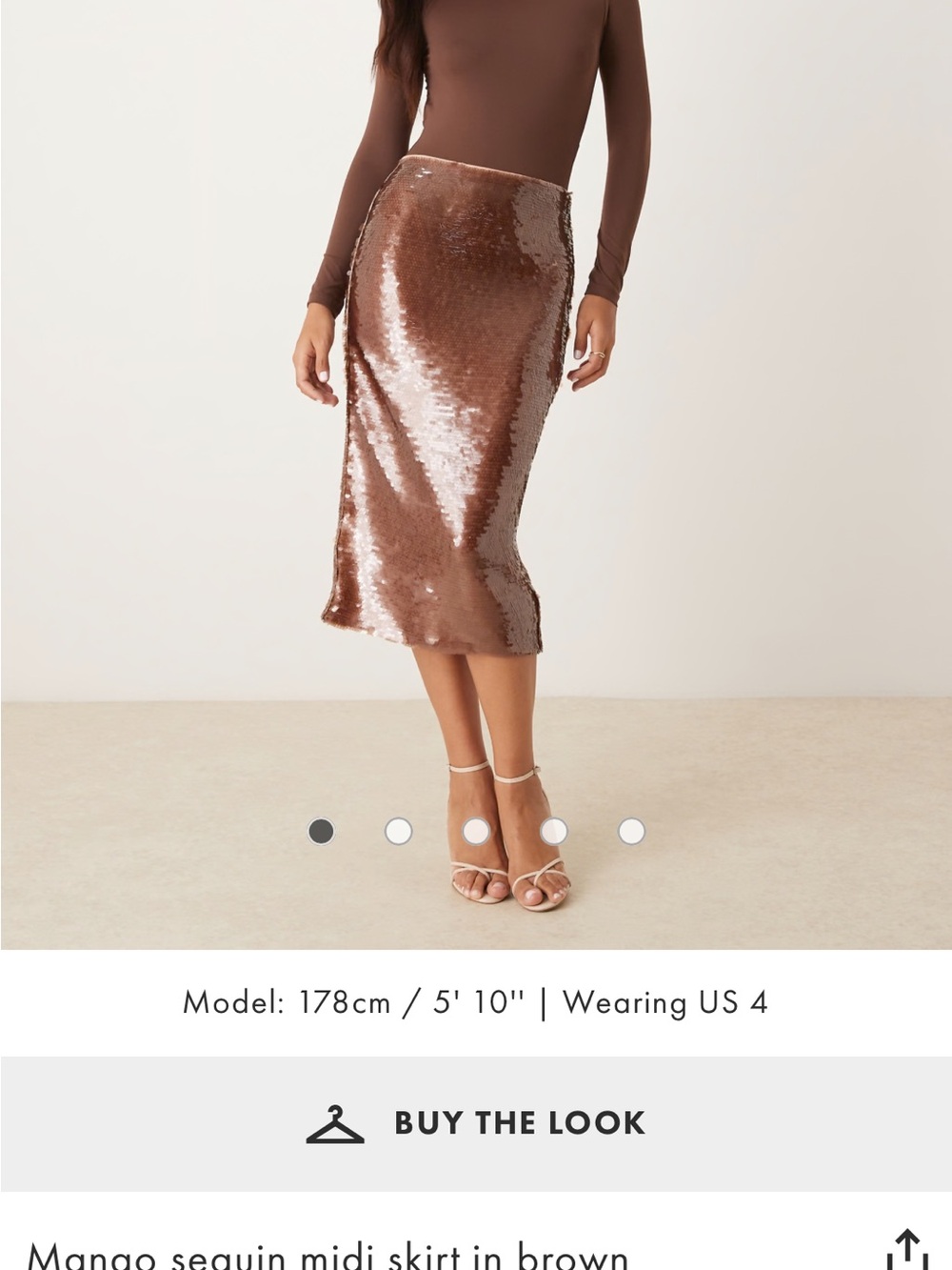 Mango Brown Sequin Midi Skirt